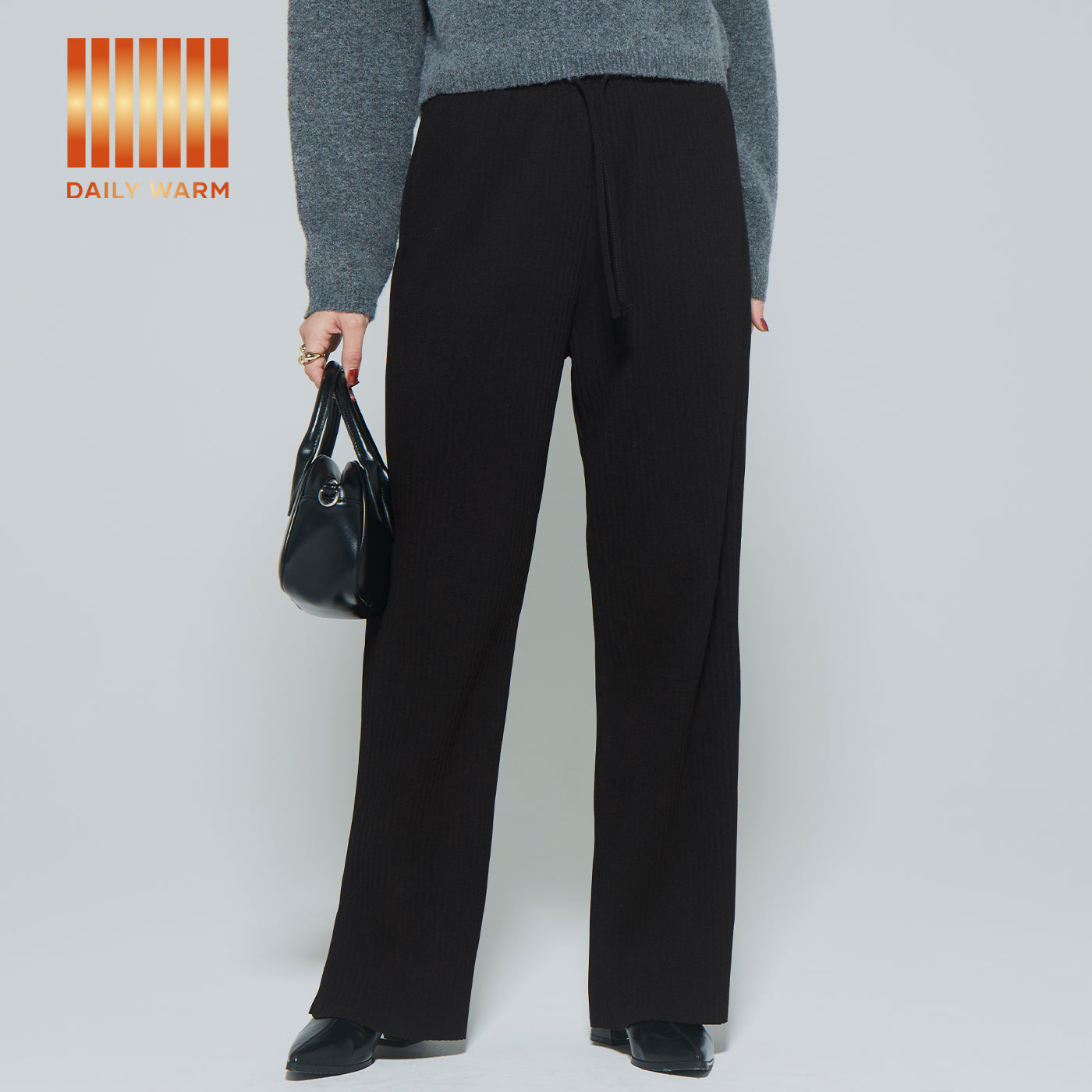 コカ coca 裏起毛ジョーゼットリブパンツ (Black) Black