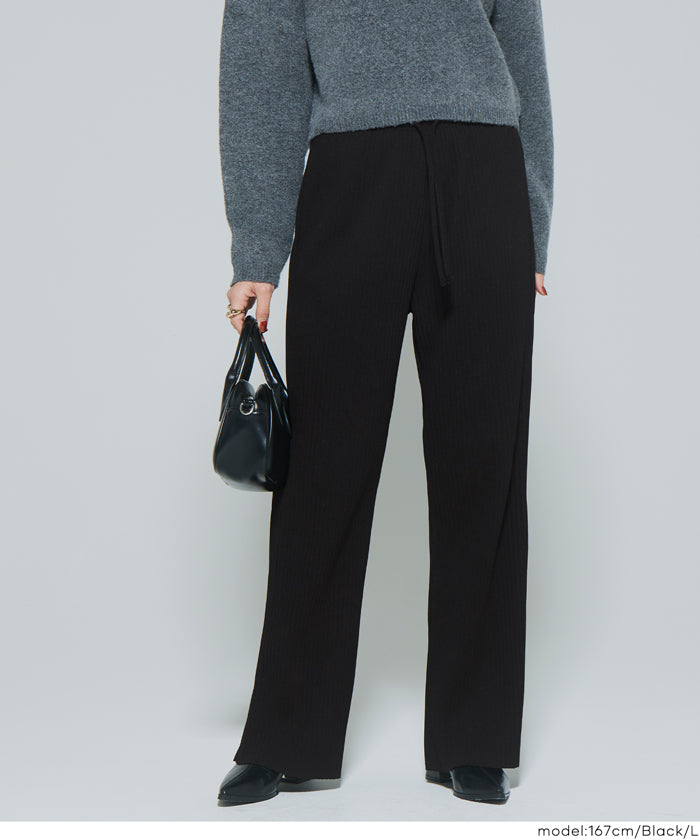 コカ coca 裏起毛ジョーゼットリブパンツ (Black) Black