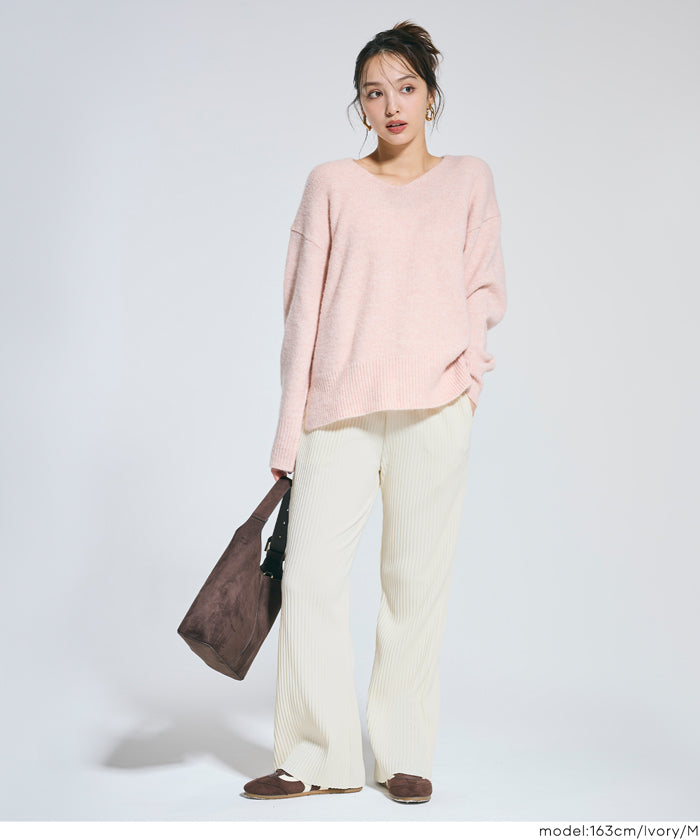 コカ coca 裏起毛ジョーゼットリブパンツ (Black) Black