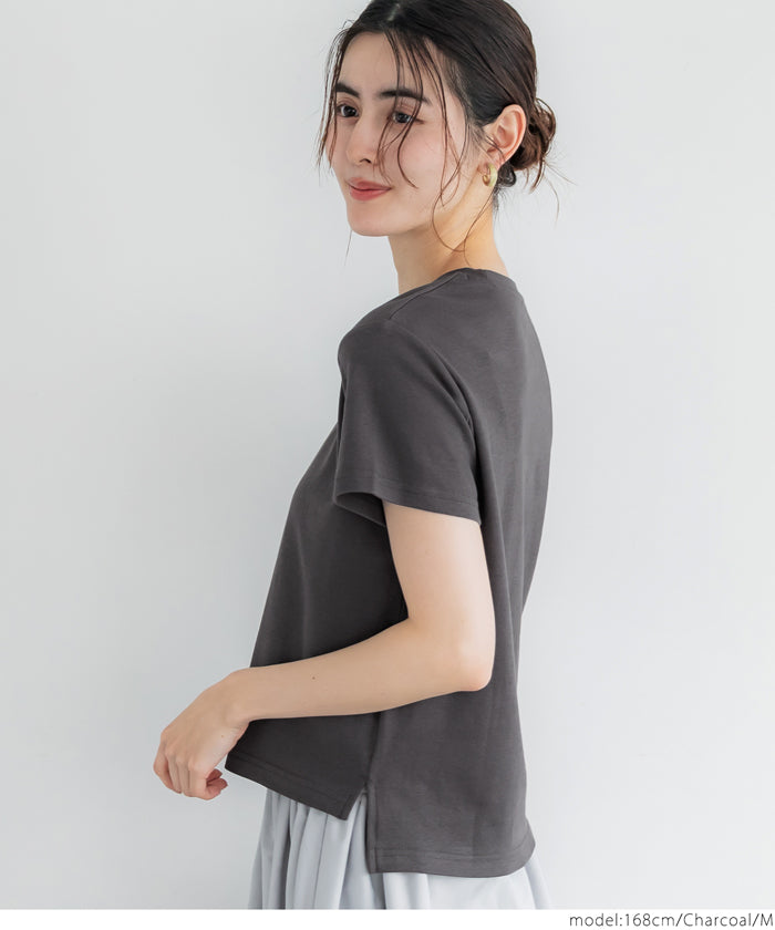 コカ coca コットンスムースコンパクトTシャツ (Charcoal) Charcoal