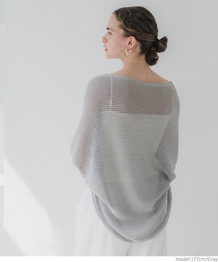 コカ coca 麻タッチメッシュカーディガン (Black) Black