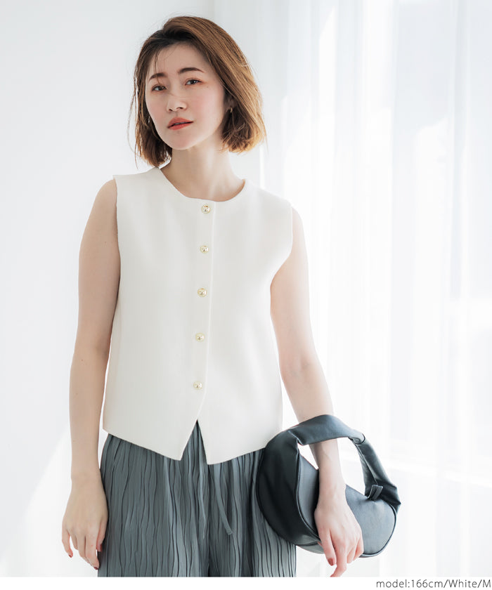 コカ coca 金ボタンニットベスト (Black) Black