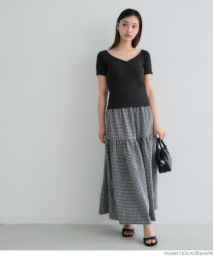 コカ coca リブギャザートップス (Black) Black