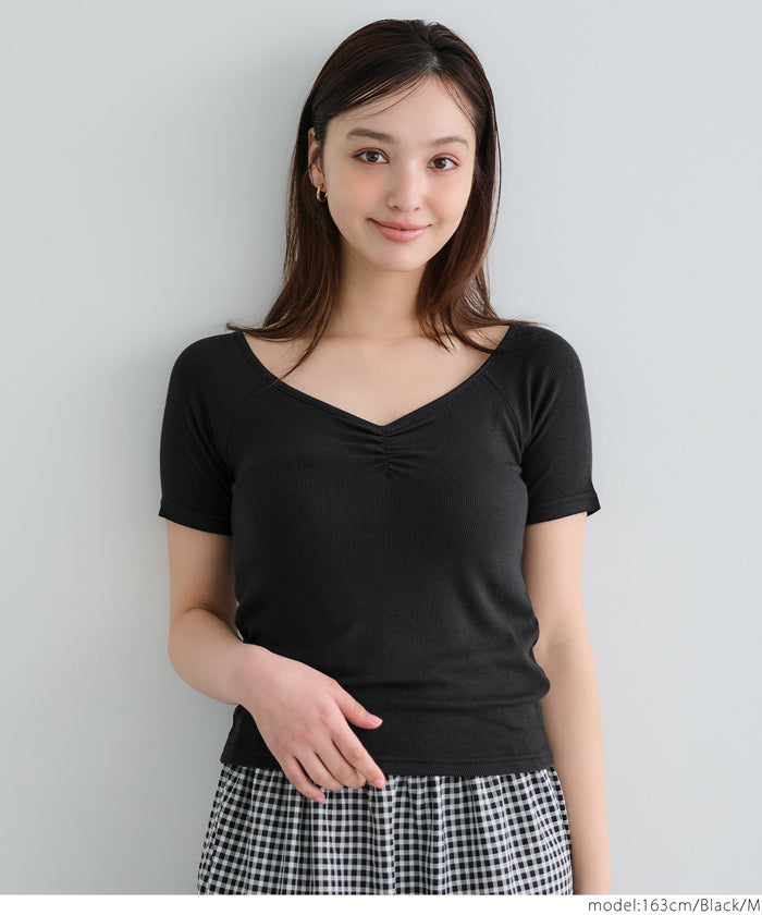 コカ coca リブギャザートップス (Black) Black