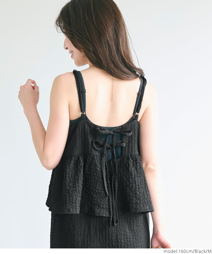 コカ coca ペプラムクロスシャーリングワンピース (Black) Black