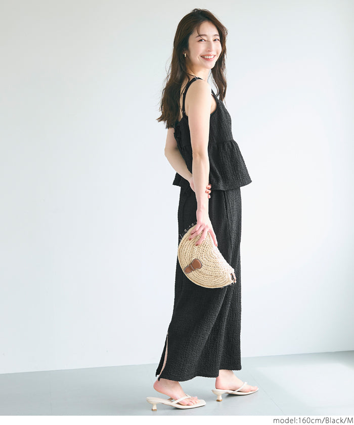 コカ coca ペプラムクロスシャーリングワンピース (Black) Black