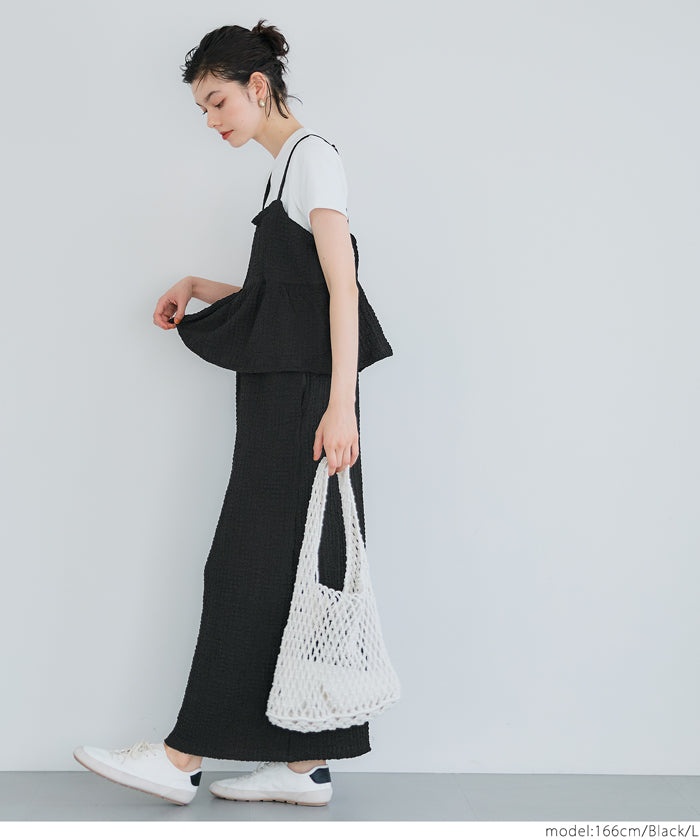 コカ coca ペプラムクロスシャーリングワンピース (Black) Black