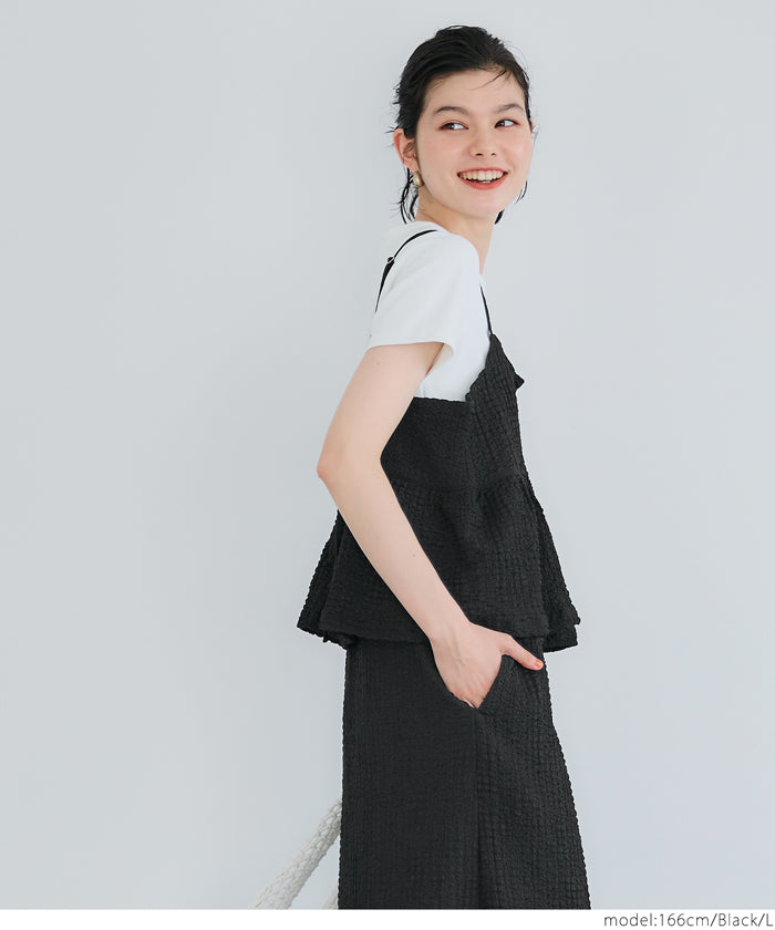 コカ coca ペプラムクロスシャーリングワンピース (Black) Black