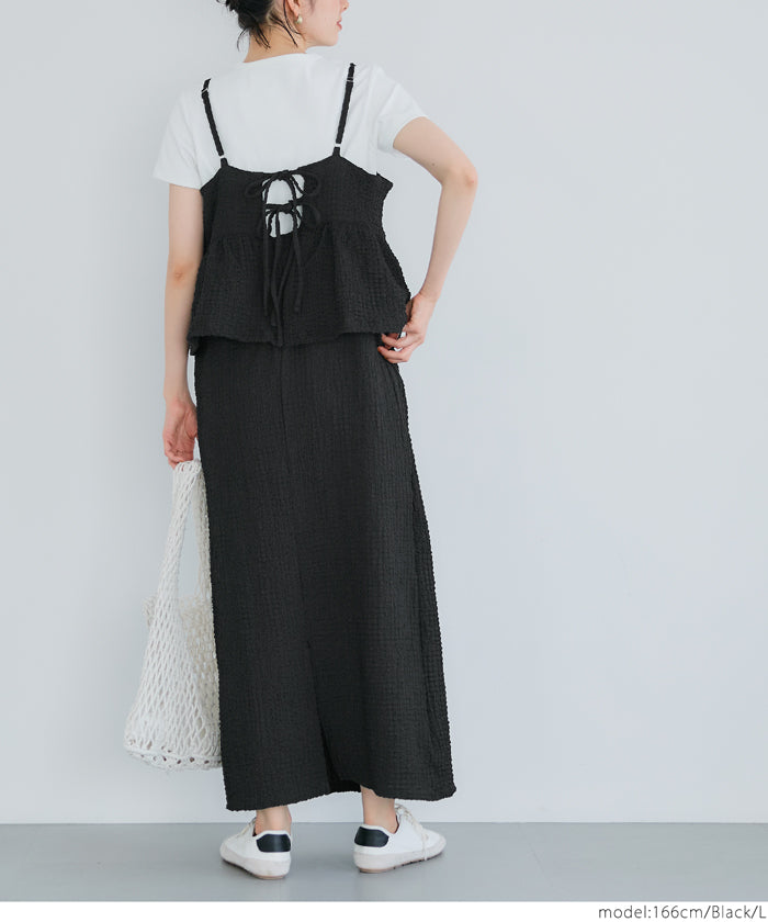 コカ coca ペプラムクロスシャーリングワンピース (Black) Black