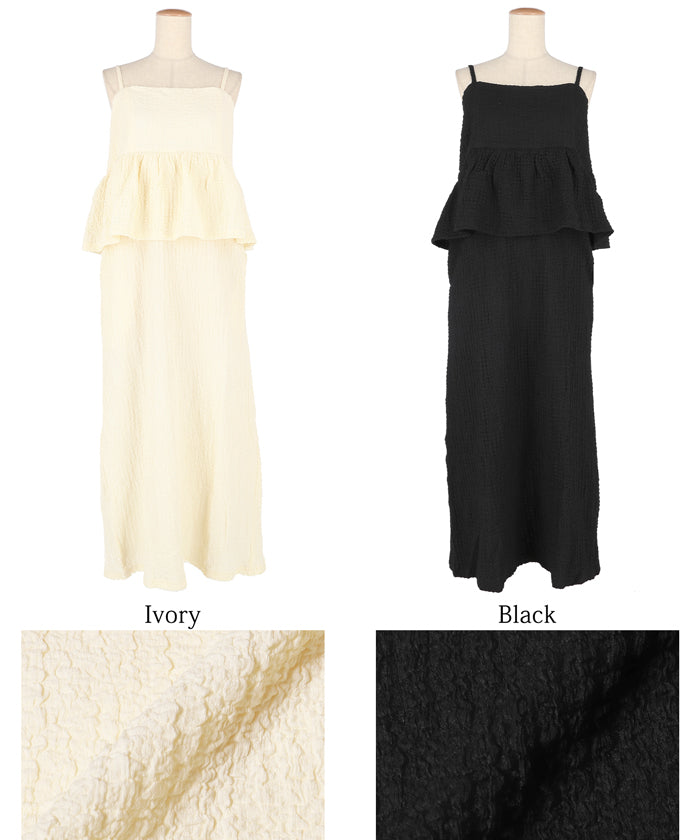 コカ coca ペプラムクロスシャーリングワンピース (Black) Black