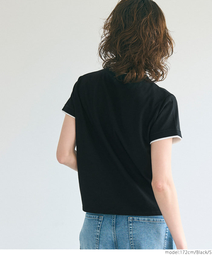 コカ coca レイヤード半袖トップス (Black) Black