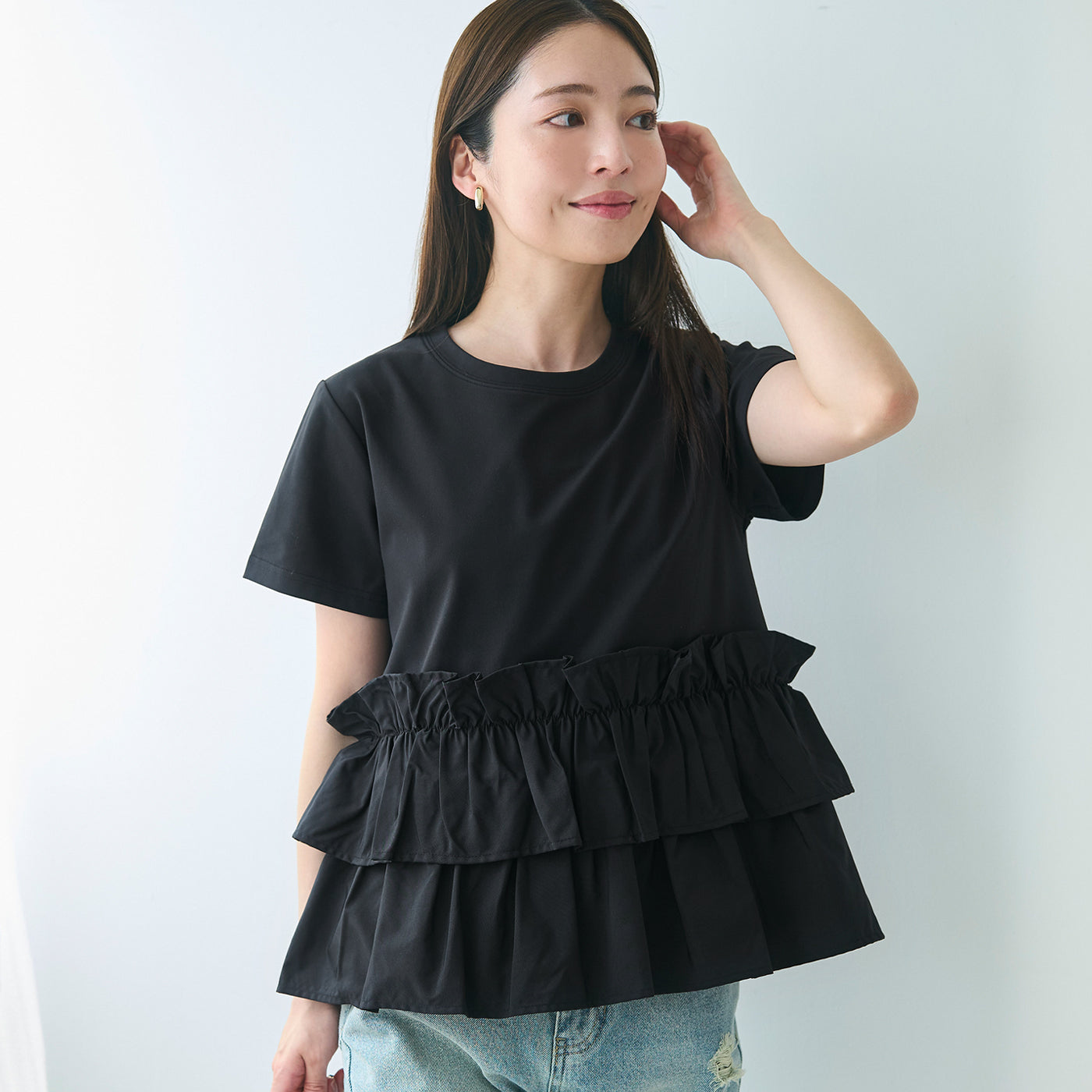 コカ coca シルキータッチドッキングTシャツ (Black) Black