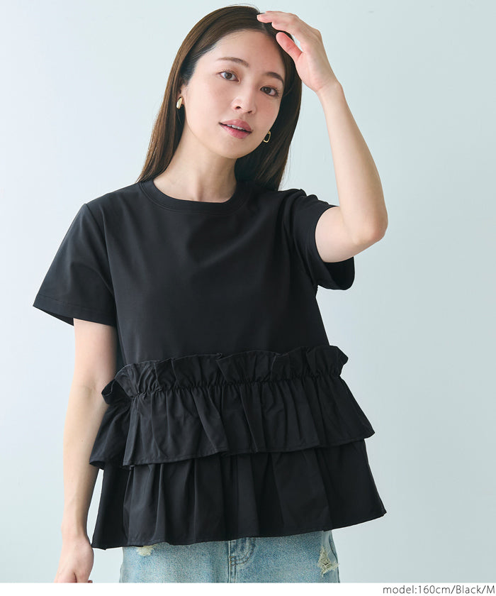 コカ coca シルキータッチドッキングTシャツ (Black) Black