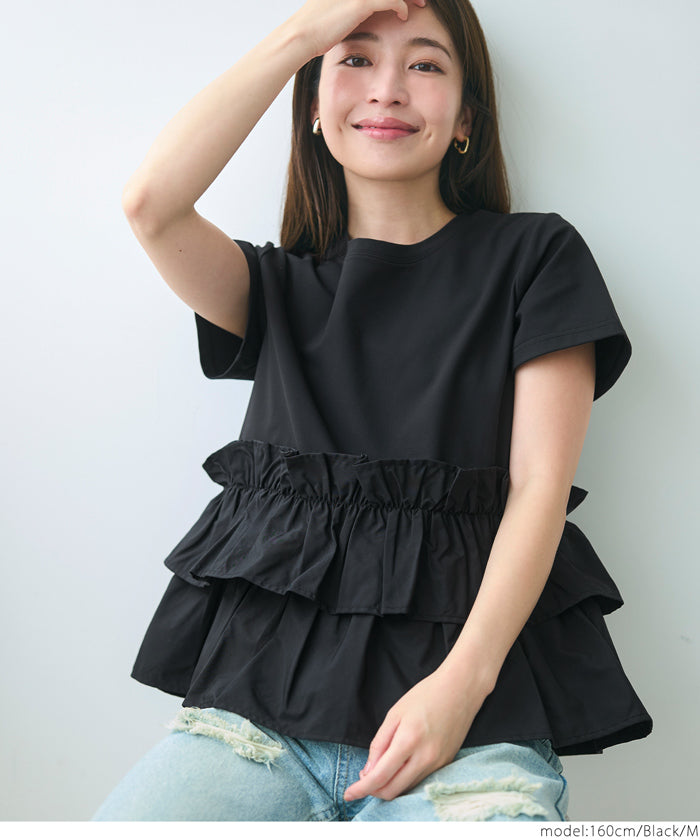 コカ coca シルキータッチドッキングTシャツ (Black) Black