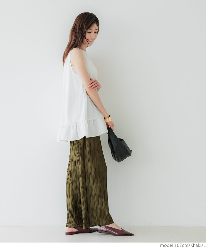 コカ coca スリムウェーブパンツ (Khaki) Khaki