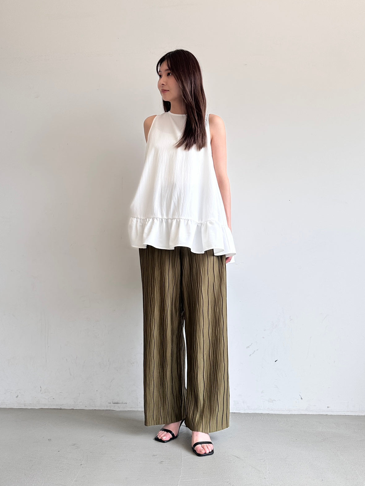 コカ coca スリムウェーブパンツ (Khaki) Khaki