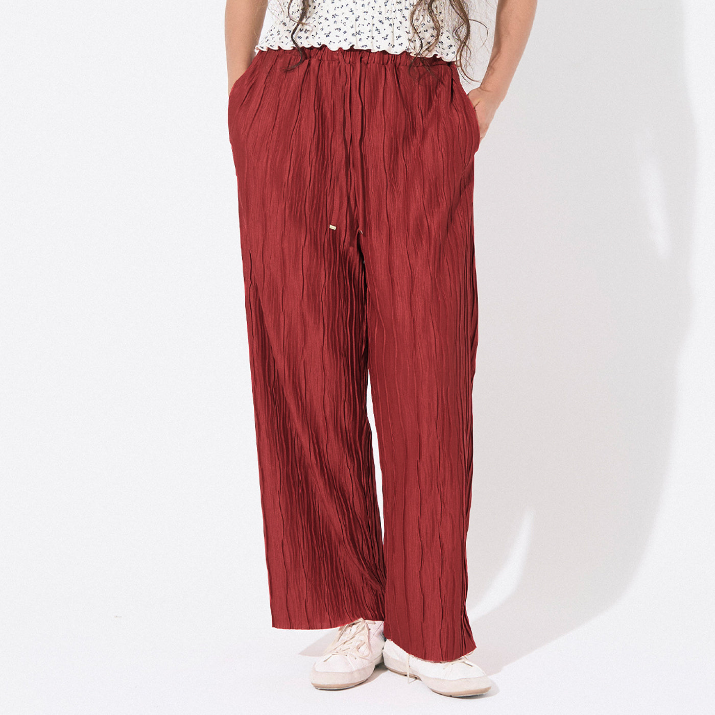 コカ coca スリムウェーブパンツ (Red) Red