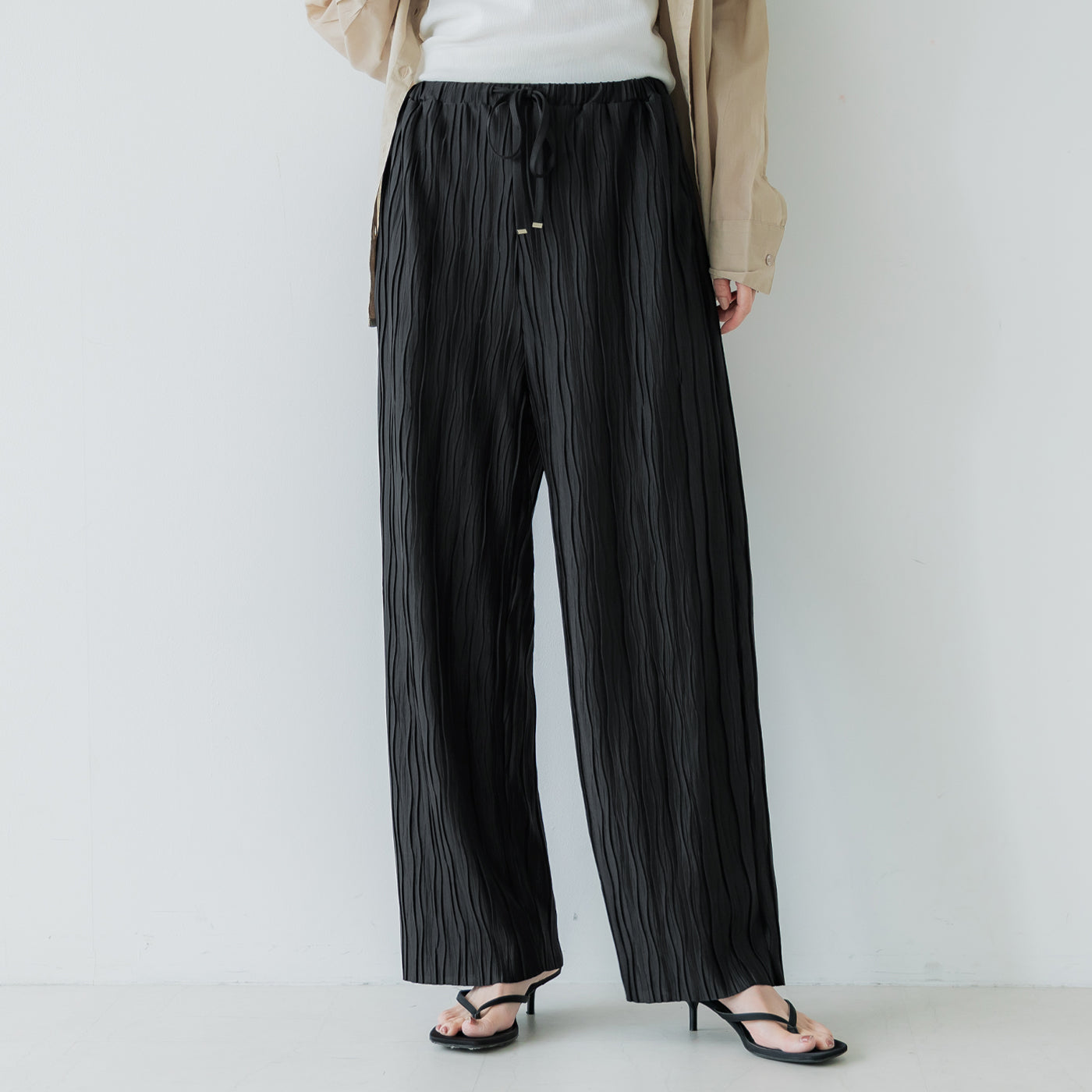 コカ coca スリムウェーブパンツ (Black) Black