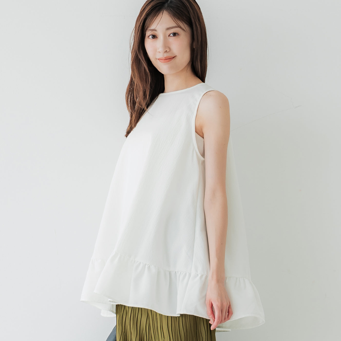 コカ coca 裾切替フレアチュニック (White) White