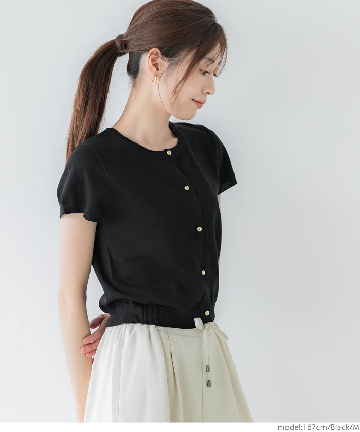 コカ coca 金ボタンニットトップス (Black) Black