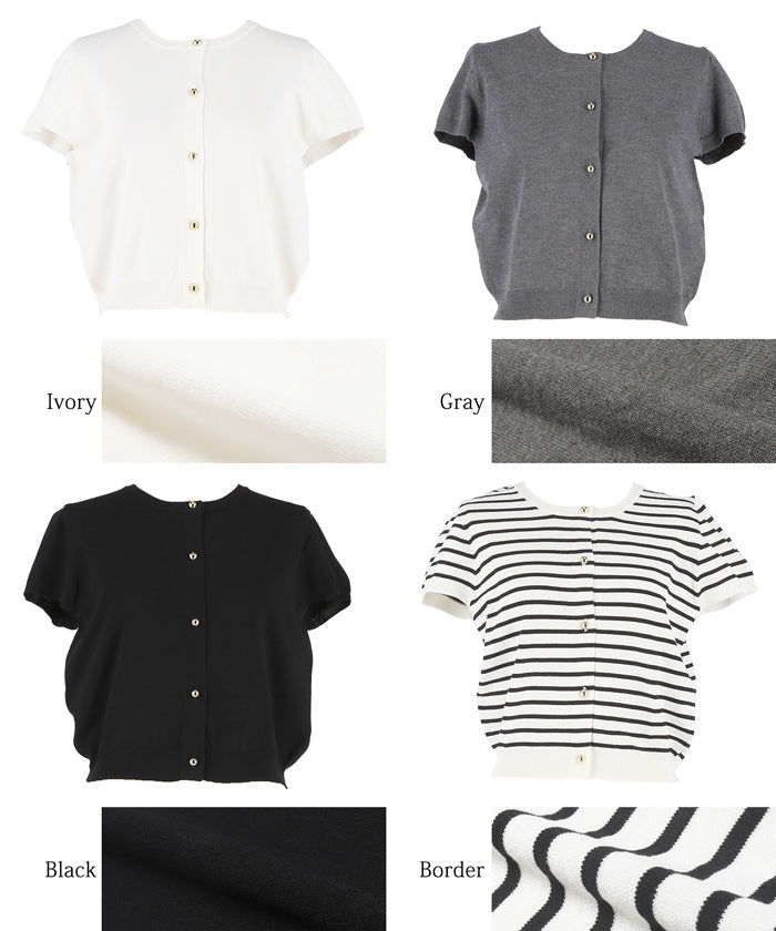 コカ coca 金ボタンニットトップス (Black) Black