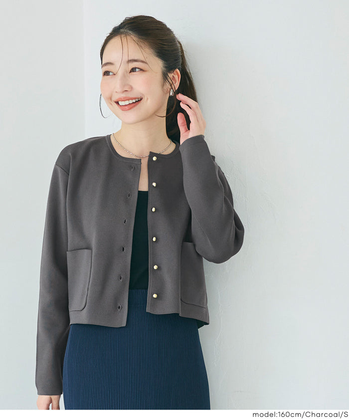 コカ coca ゴールドボタンクルーネックニットカーディガン (Navy) Navy