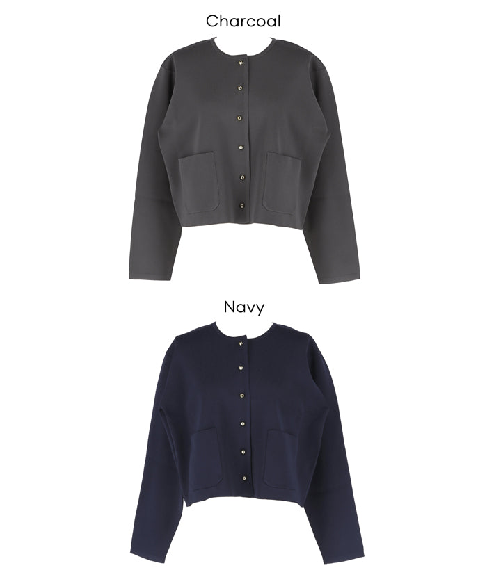 コカ coca ゴールドボタンクルーネックニットカーディガン (Navy) Navy