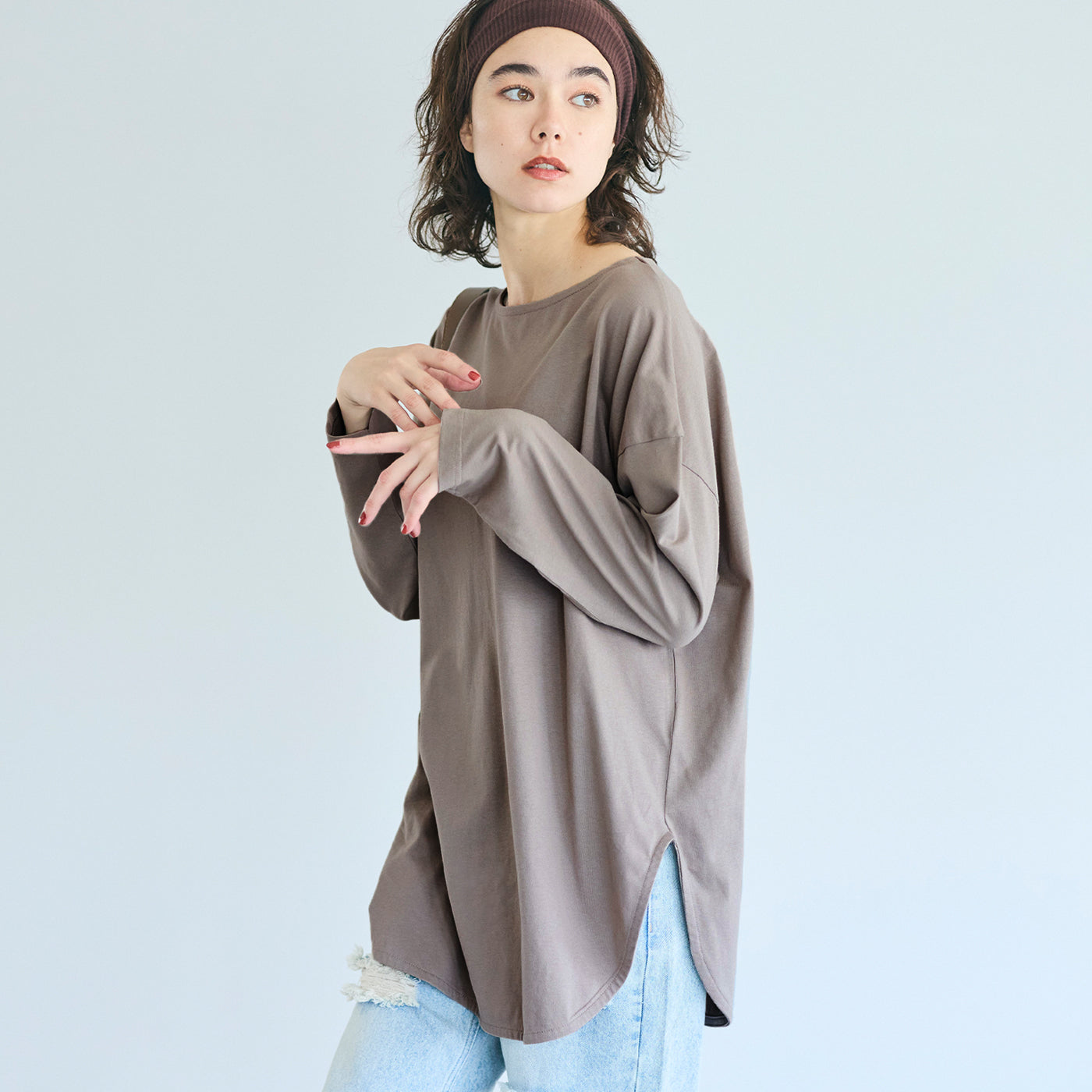 【再入荷・新色追加】コカ coca レギュラーオンスコットンサイドスリットビッグTシャツ (Greige) Greige