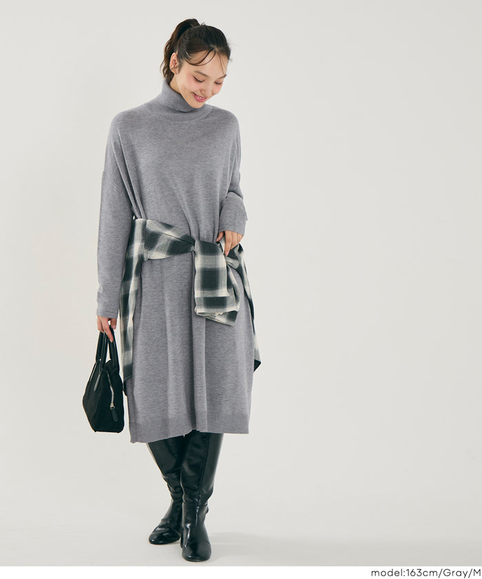コカ coca タートルニットワンピース (Gray) Gray