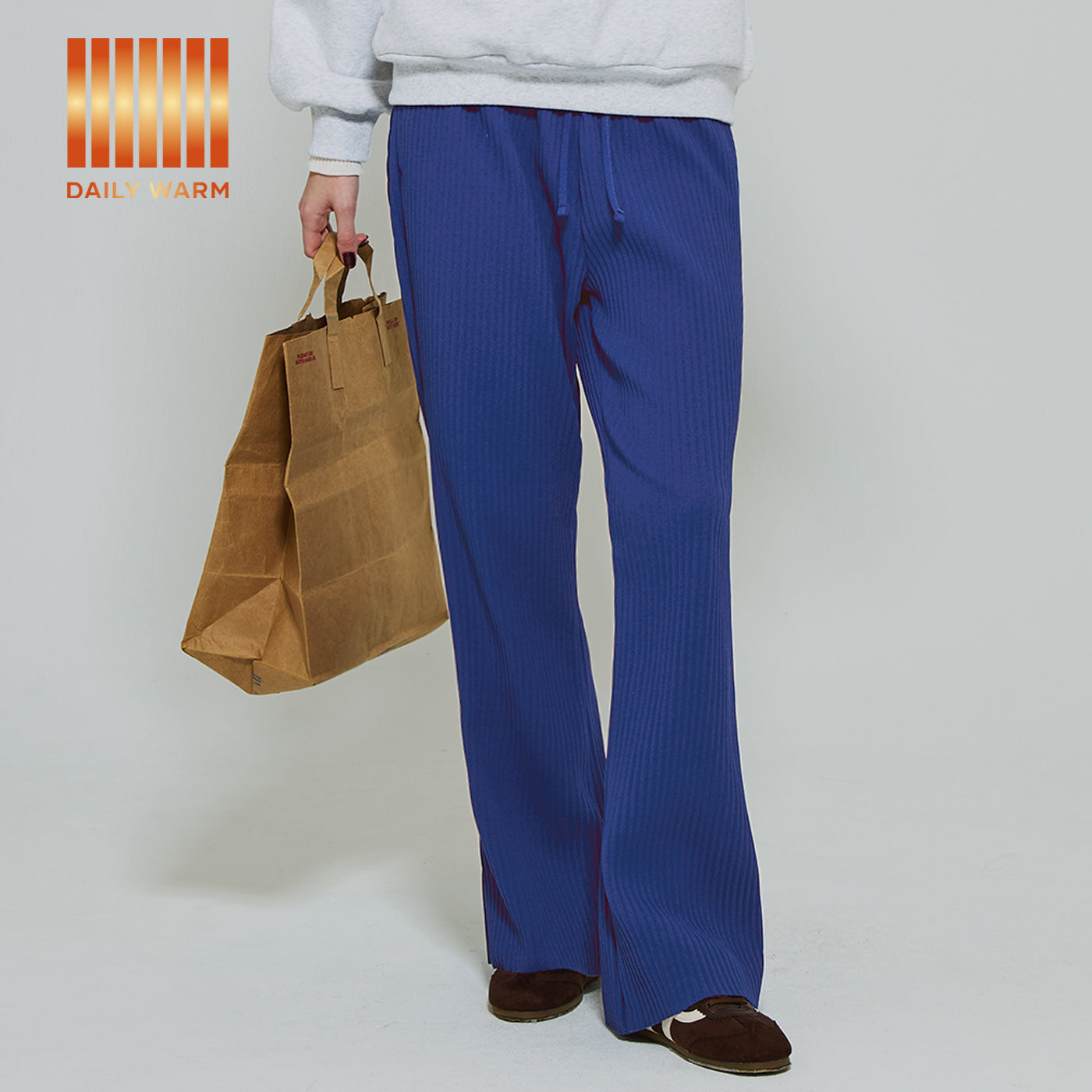 コカ coca 裏起毛ジョーゼットリブパンツ (Blue) Blue