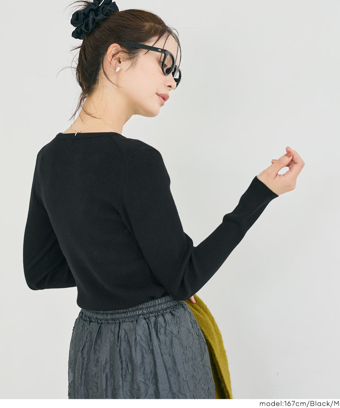 コカ coca 軽量ニット クルーネックラウンドヘム (Black) Black