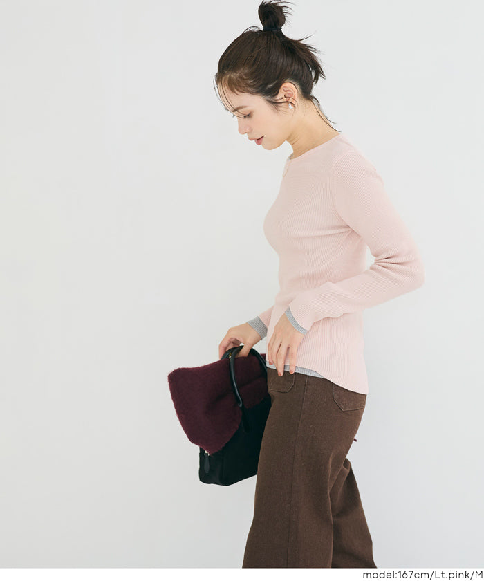 コカ coca 軽量ニット クルーネックラウンドヘム (Black) Black