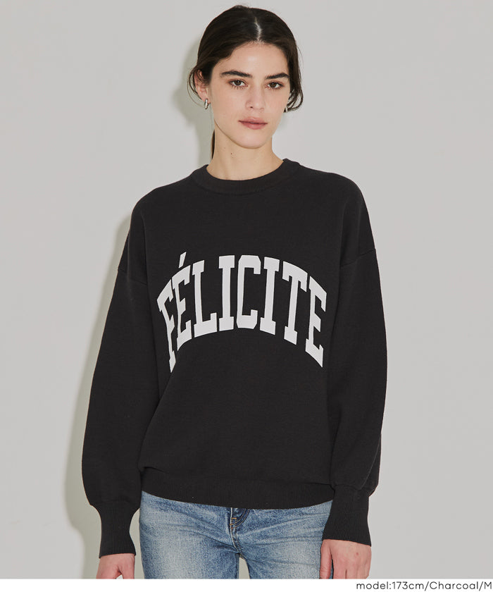 コカ coca スウェットライクニット プリントトップス (Charcoal) Charcoal