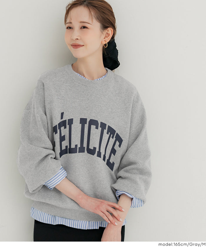 コカ coca スウェットライクニット プリントトップス (Charcoal) Charcoal