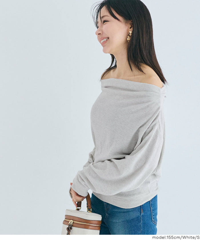 コカ coca 微起毛オフショルダートップス (Gray) Gray