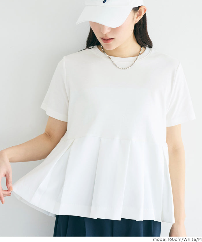 コカ coca タック異素材切替Tシャツ (Black) Black