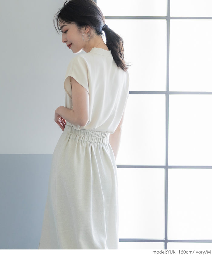 【WEB限定セール】コカ coca とろみVネックブラウス (Khaki) Khaki
