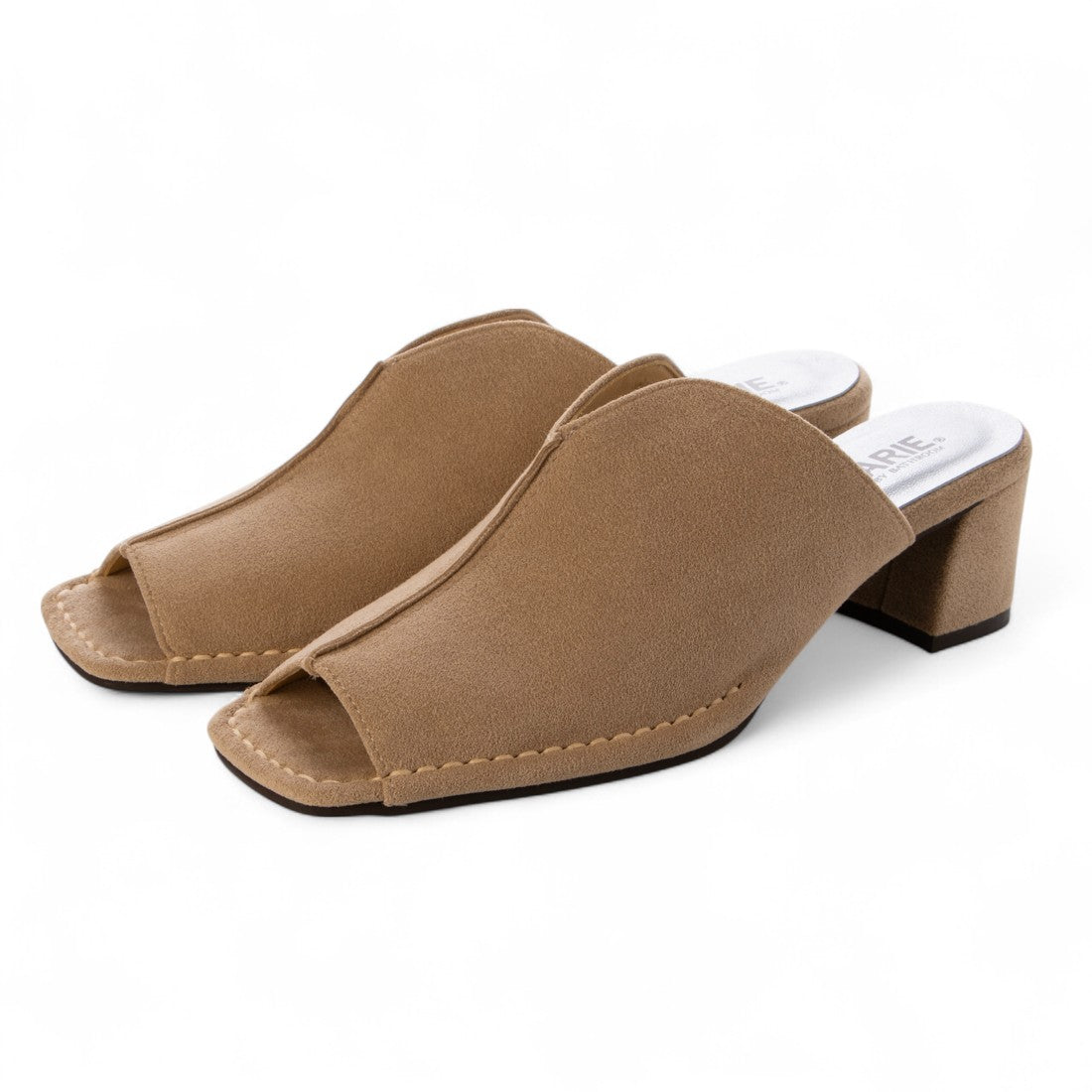 クロールバリエ COULEUR VARIE 【洗える】アウトステッチ Vカット ミュールサンダル (BE) BE