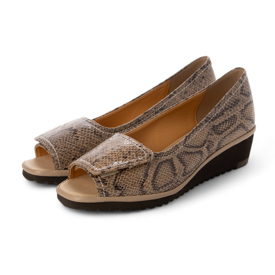 クロールバリエ COULEUR VARIE 474236 幅調整オープントゥパンプス (PYTHON) PYTHON