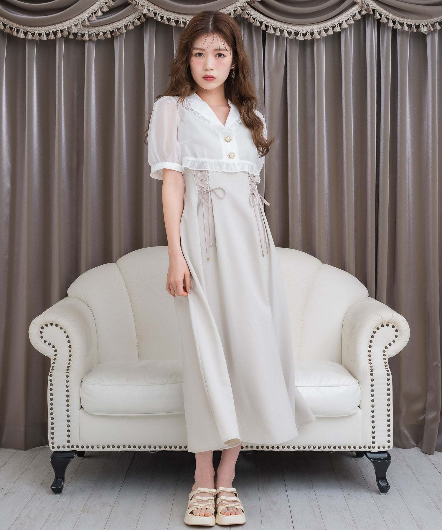 クチュールバイロジータ couture BY ROJITA テーラードシアーブラウス×キャミワンピースセット (ベージュ) ベージュ