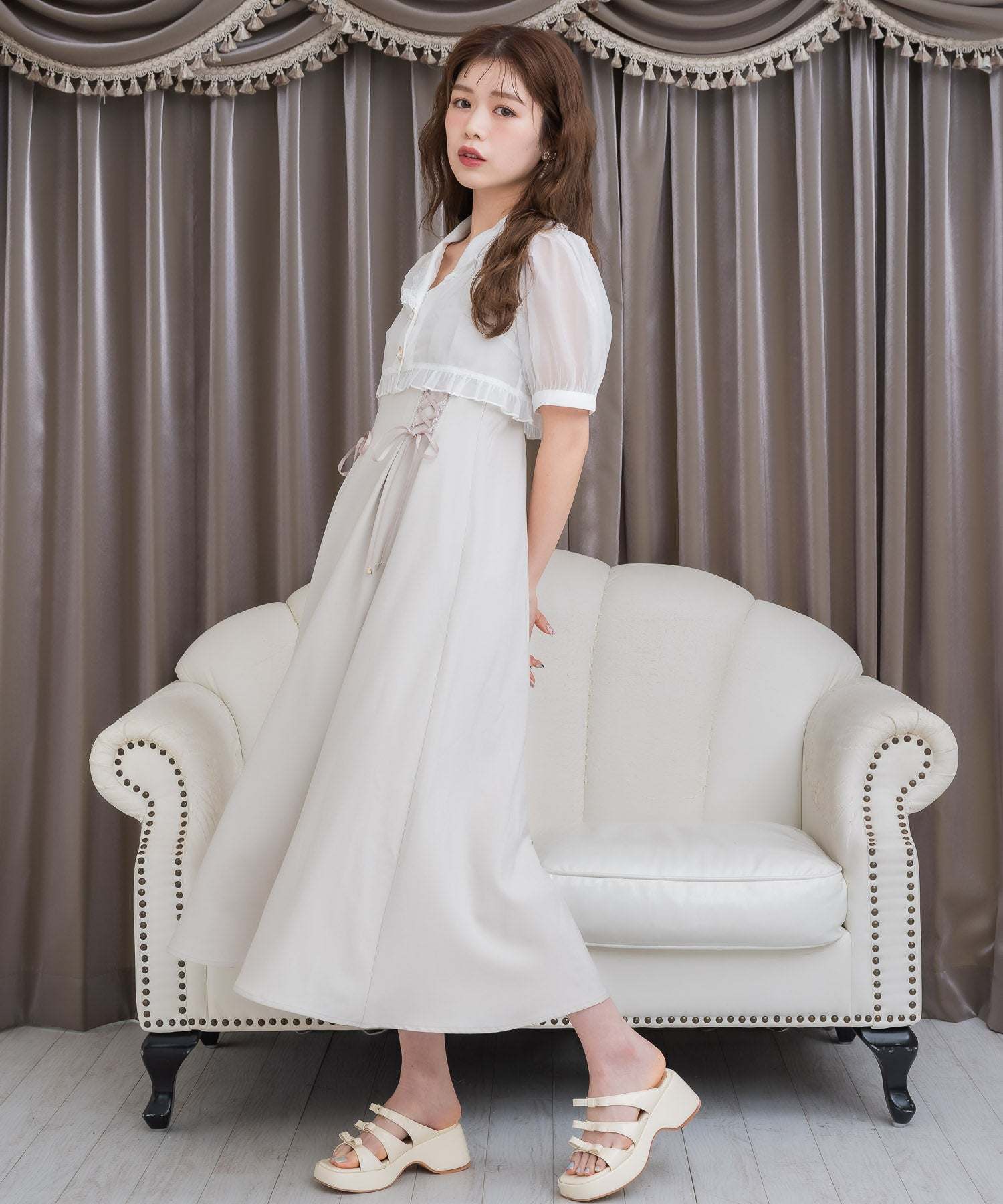 クチュールバイロジータ couture BY ROJITA テーラードシアーブラウス×キャミワンピースセット (ベージュ) ベージュ