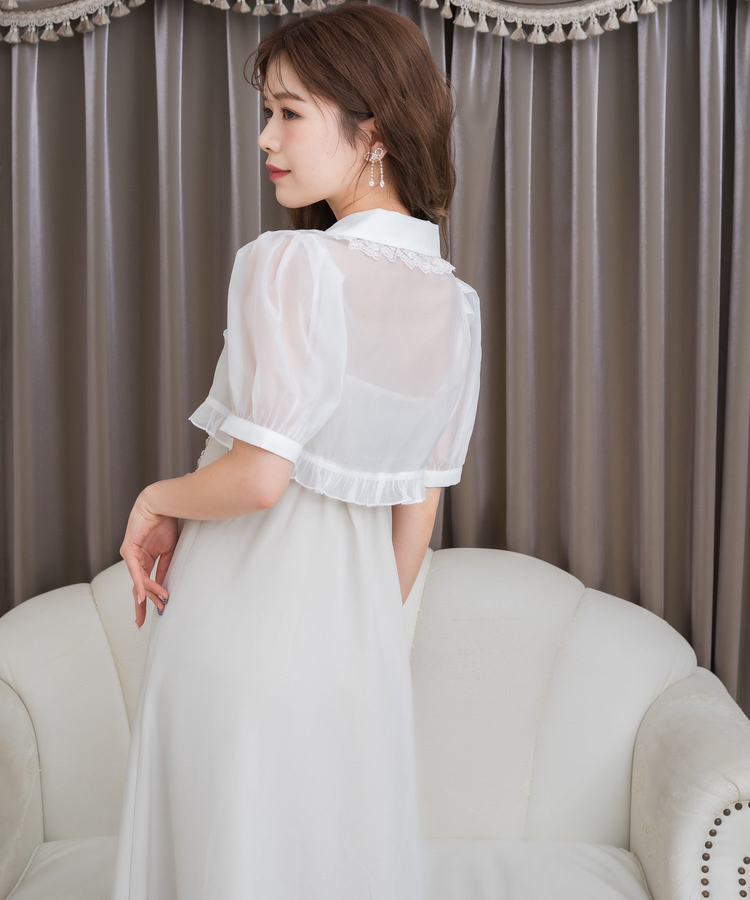 クチュールバイロジータ couture BY ROJITA テーラードシアーブラウス×キャミワンピースセット (ベージュ) ベージュ