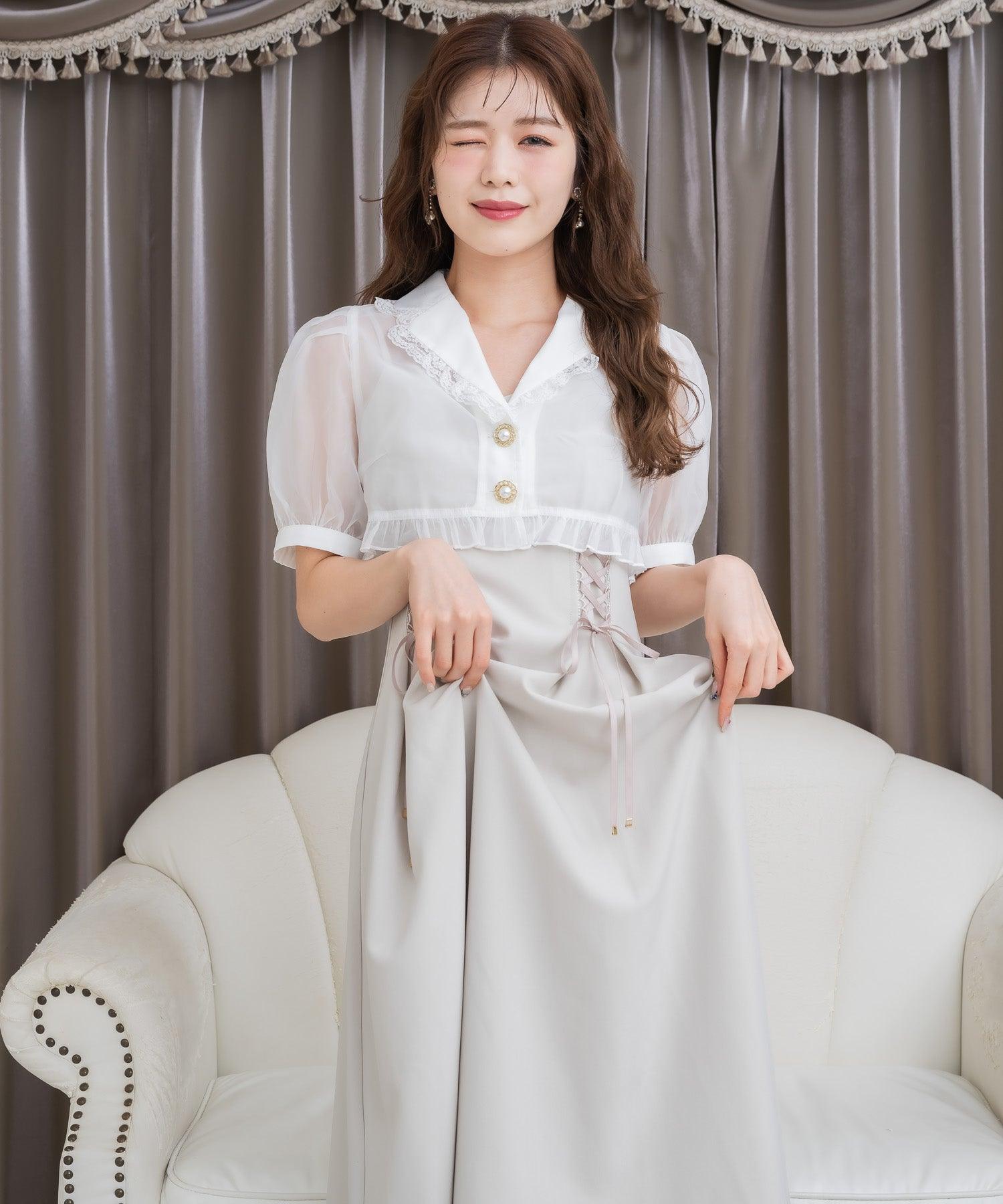 クチュールバイロジータ couture BY ROJITA テーラードシアーブラウス×キャミワンピースセット (ベージュ) ベージュ