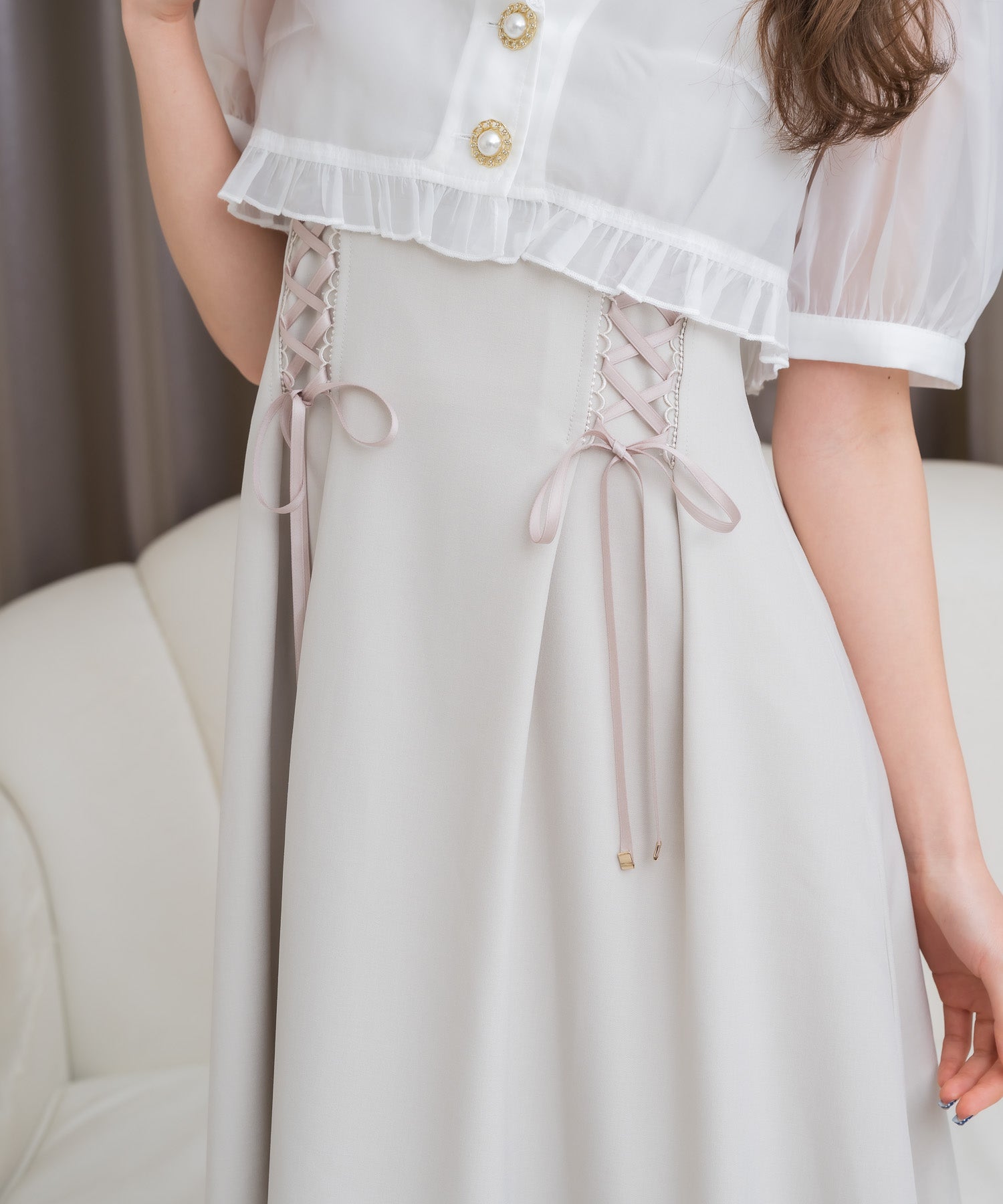 クチュールバイロジータ couture BY ROJITA テーラードシアーブラウス×キャミワンピースセット (ベージュ) ベージュ