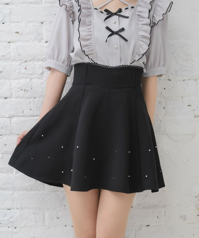 クチュールバイロジータ couture BY ROJITA バックレースアップ ランダムビジュースカパン (ブラック) ブラック