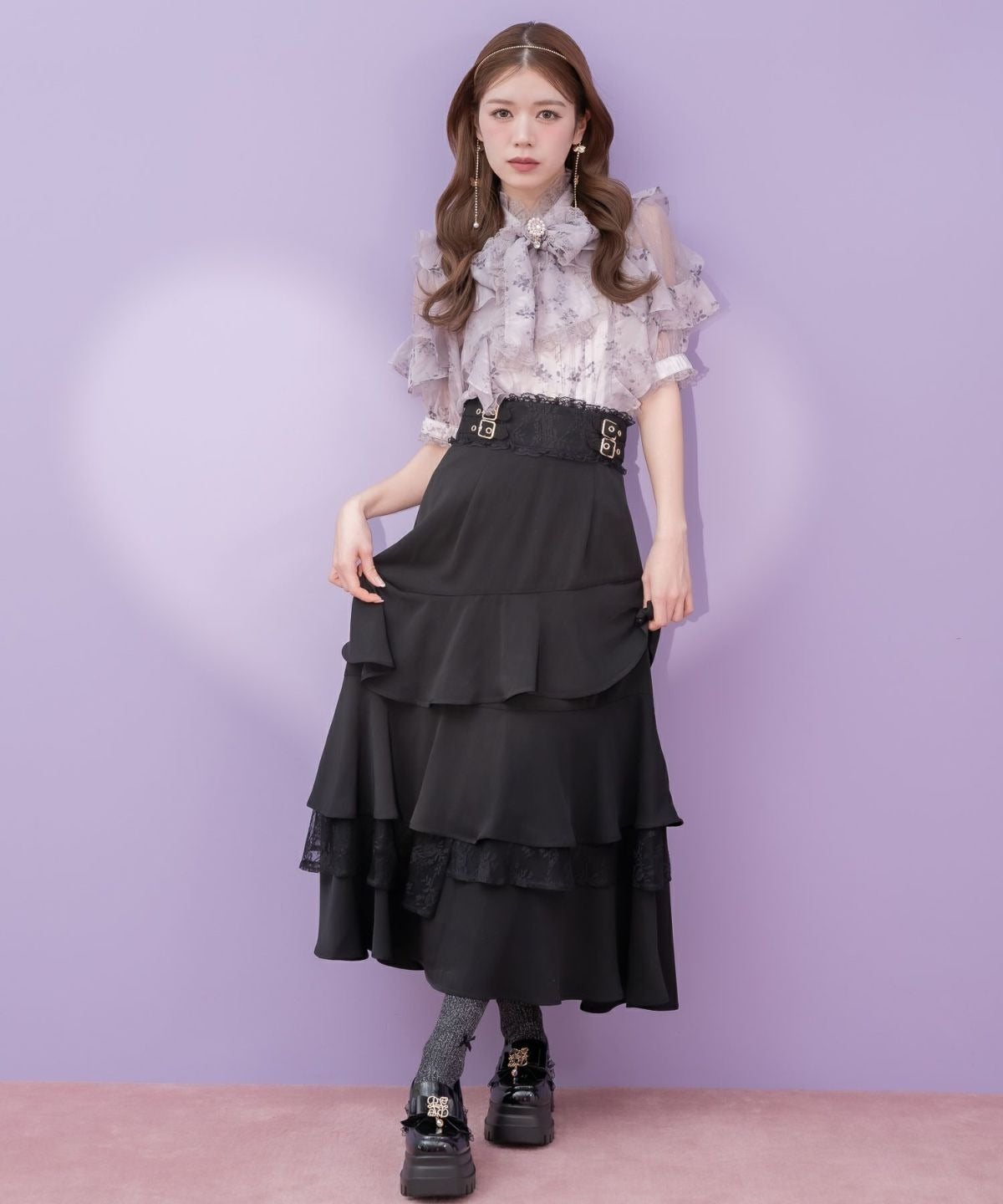 クチュールバイロジータ couture BY ROJITA ボウタイリボンラッフルブラウス (ピンク) ピンク