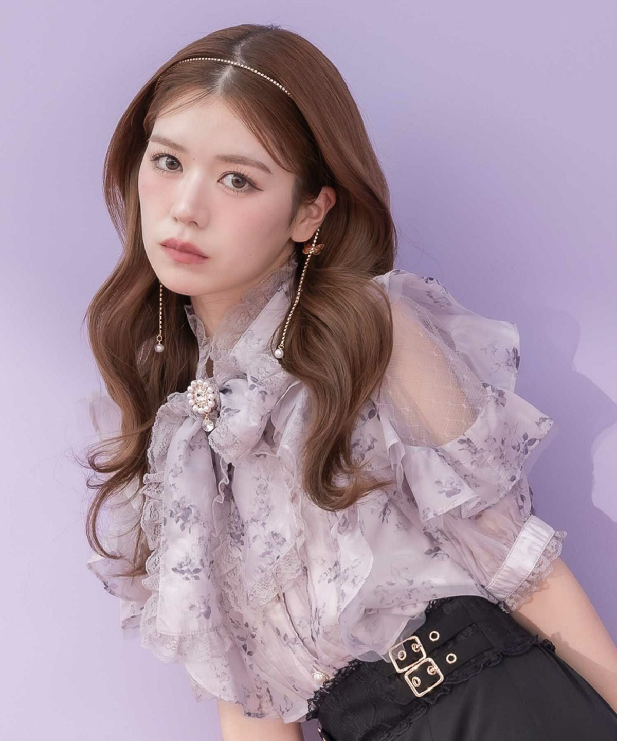 クチュールバイロジータ couture BY ROJITA ボウタイリボンラッフルブラウス (ピンク) ピンク