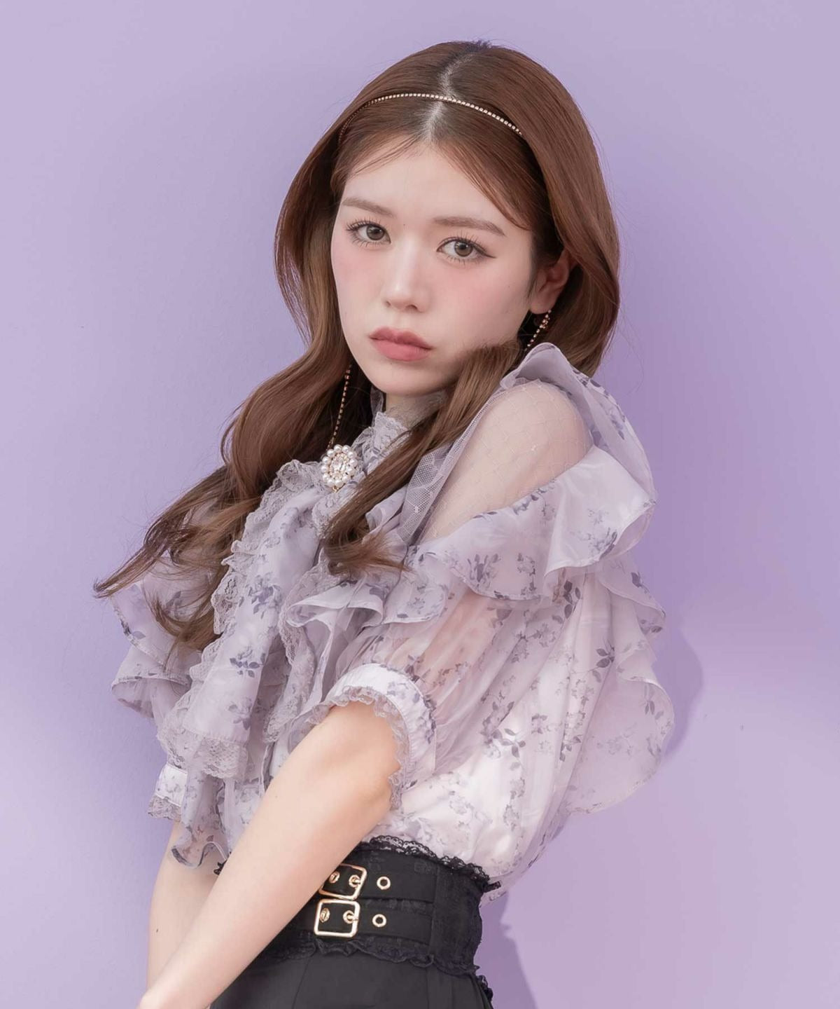 クチュールバイロジータ couture BY ROJITA ボウタイリボンラッフルブラウス (ピンク) ピンク