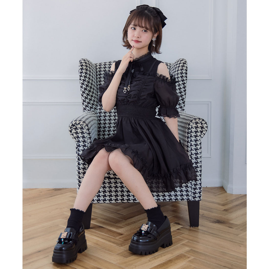 クチュールバイロジータ couture BY ROJITA レイヤード風オフショルワンピース (チェック) チェック