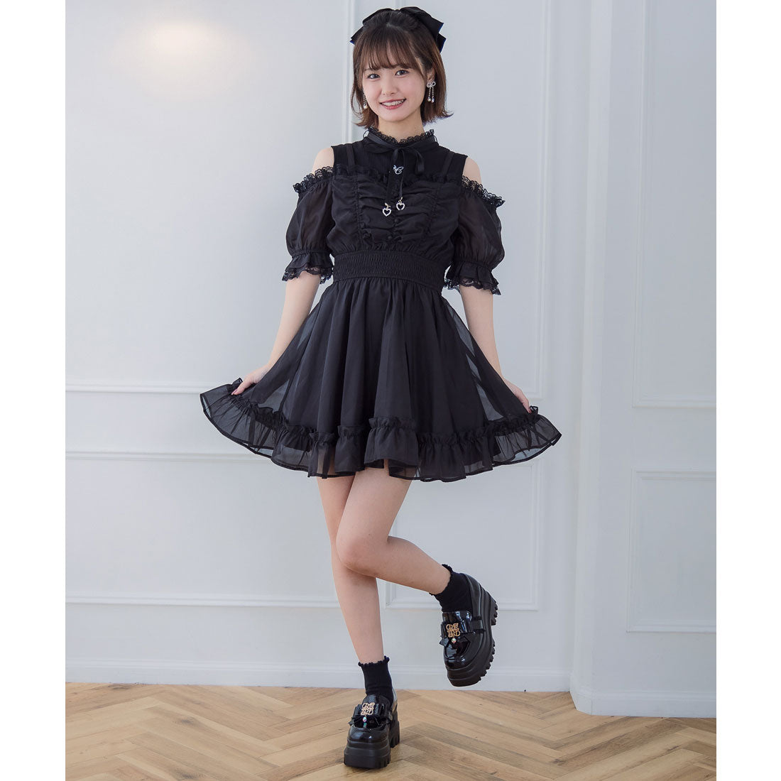 クチュールバイロジータ couture BY ROJITA レイヤード風オフショルワンピース (チェック) チェック